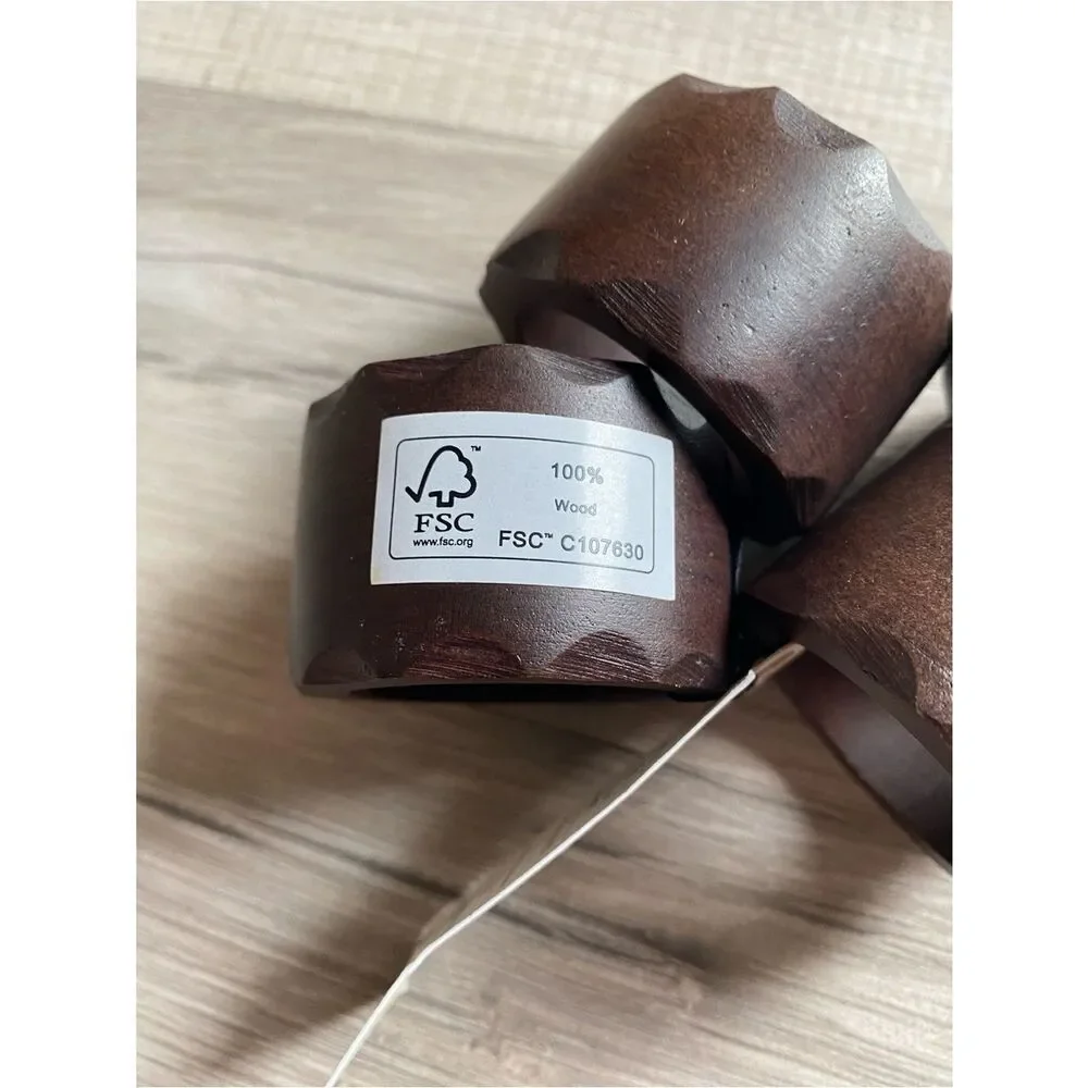 Hearth & Hand Dark Brown Wooden Napkin Rings - Set of 4